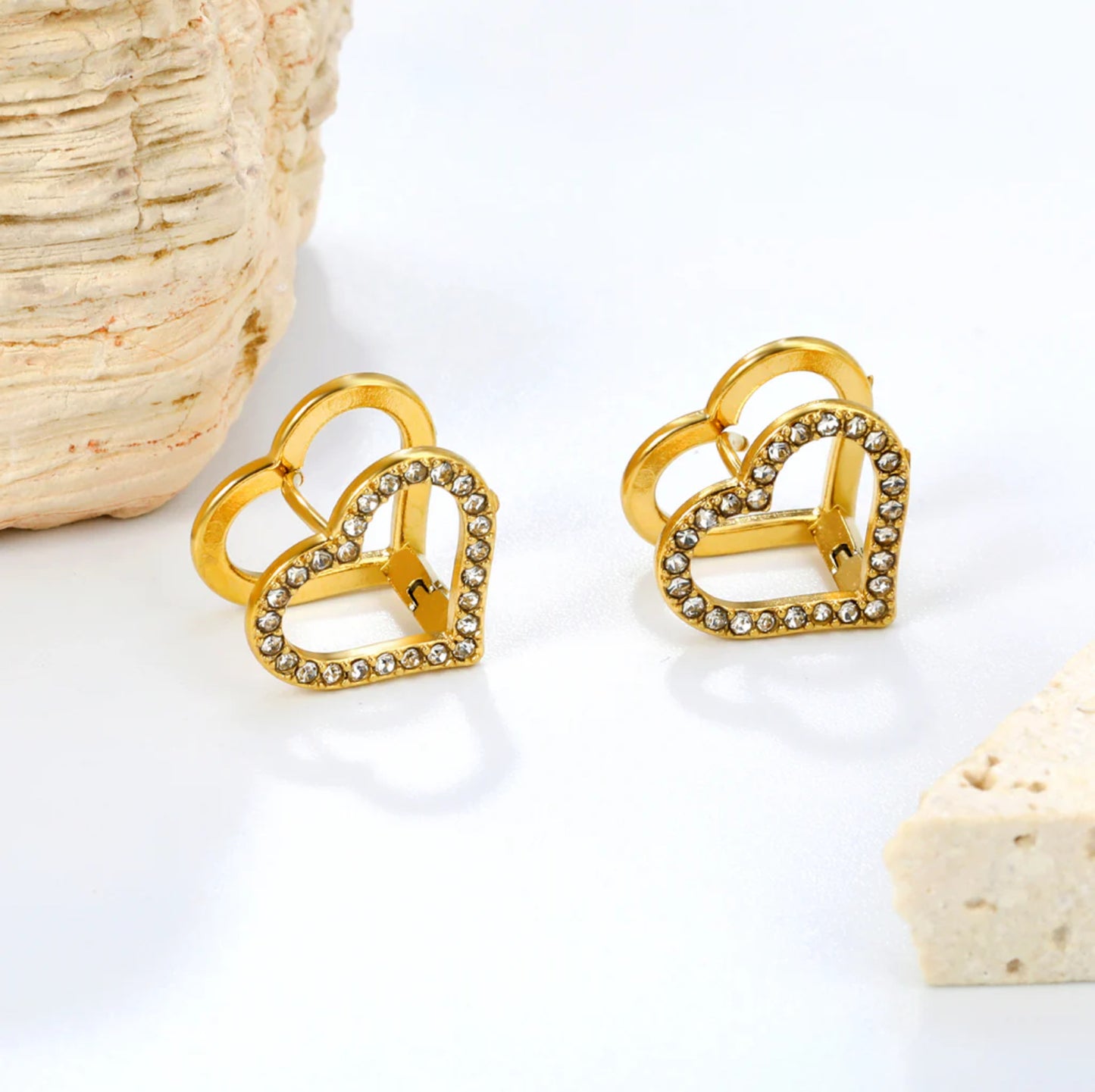 Holly Heart Gold Earrings