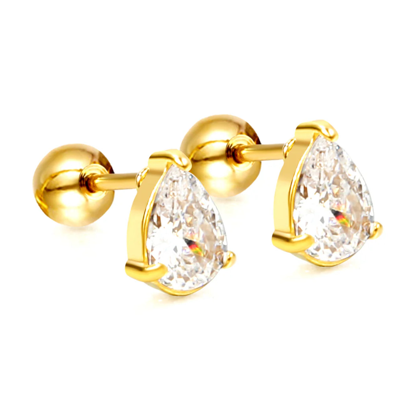 Golden Teardrop Studs