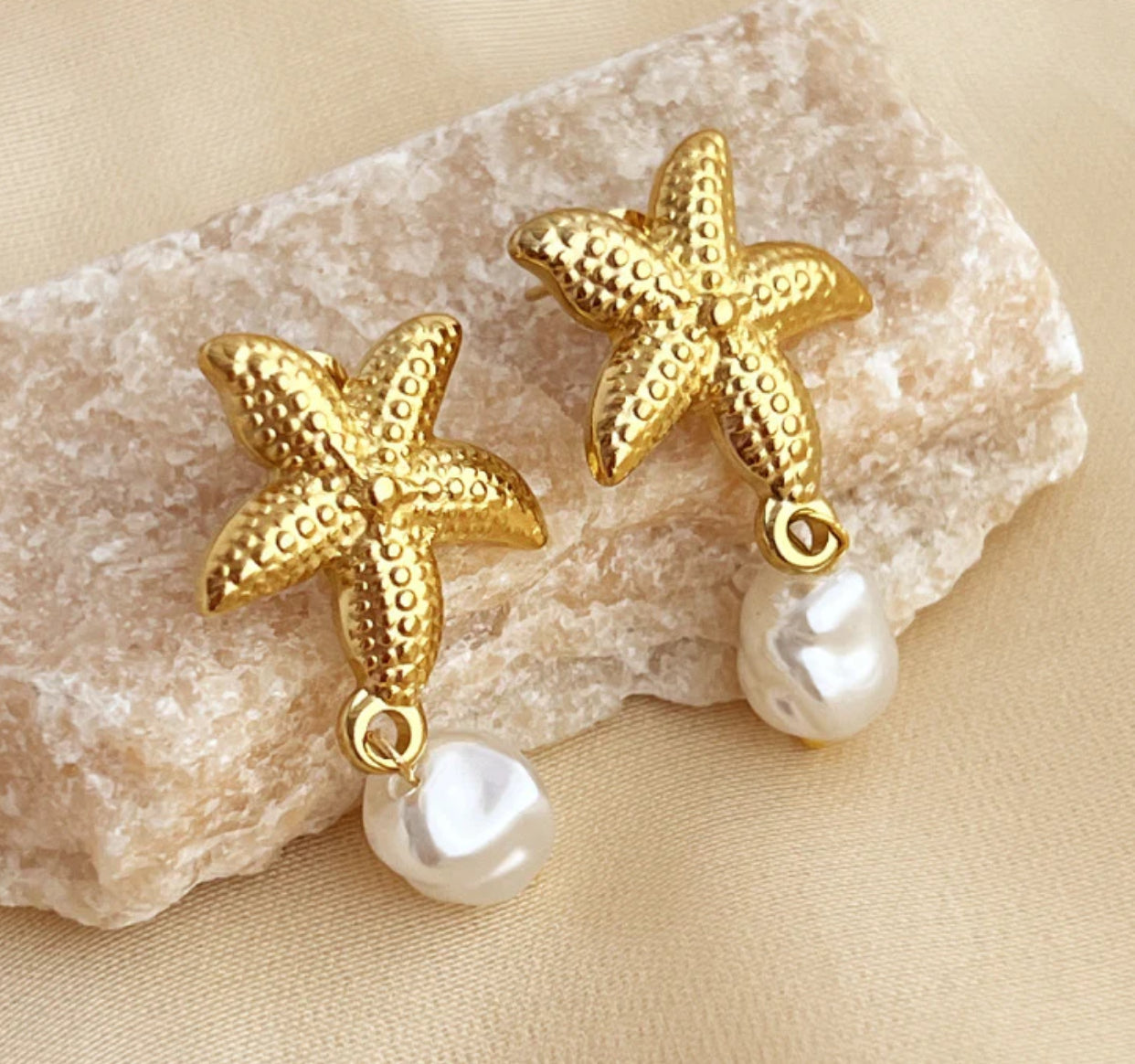Golden Starfish Pearl Drops