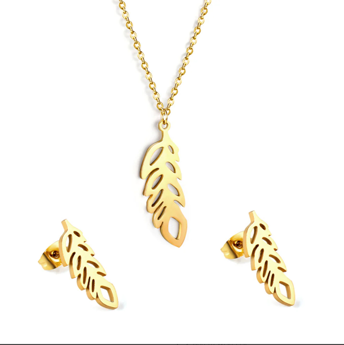 Golden Feather Jewelry Set