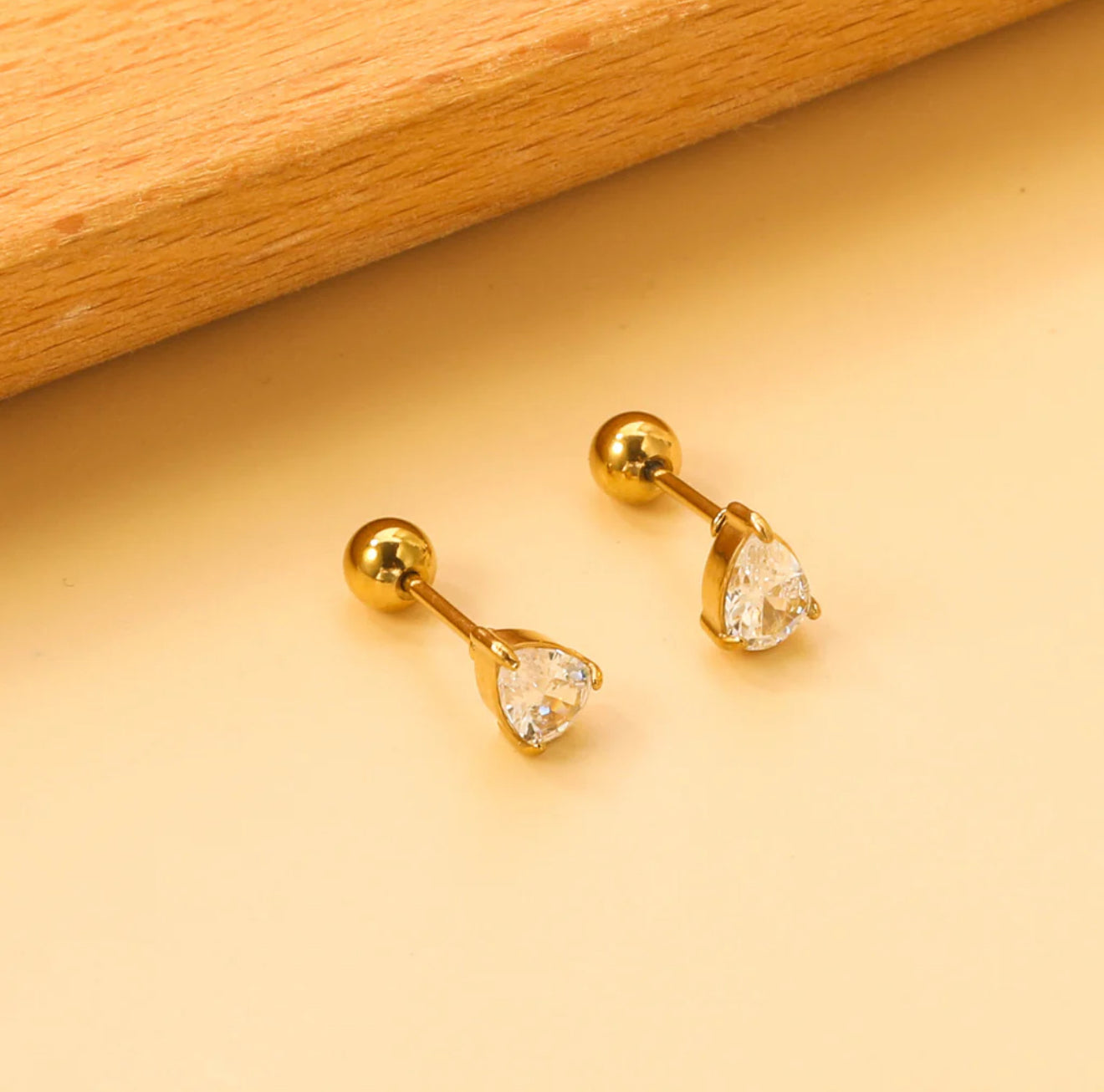 Golden Teardrop Studs