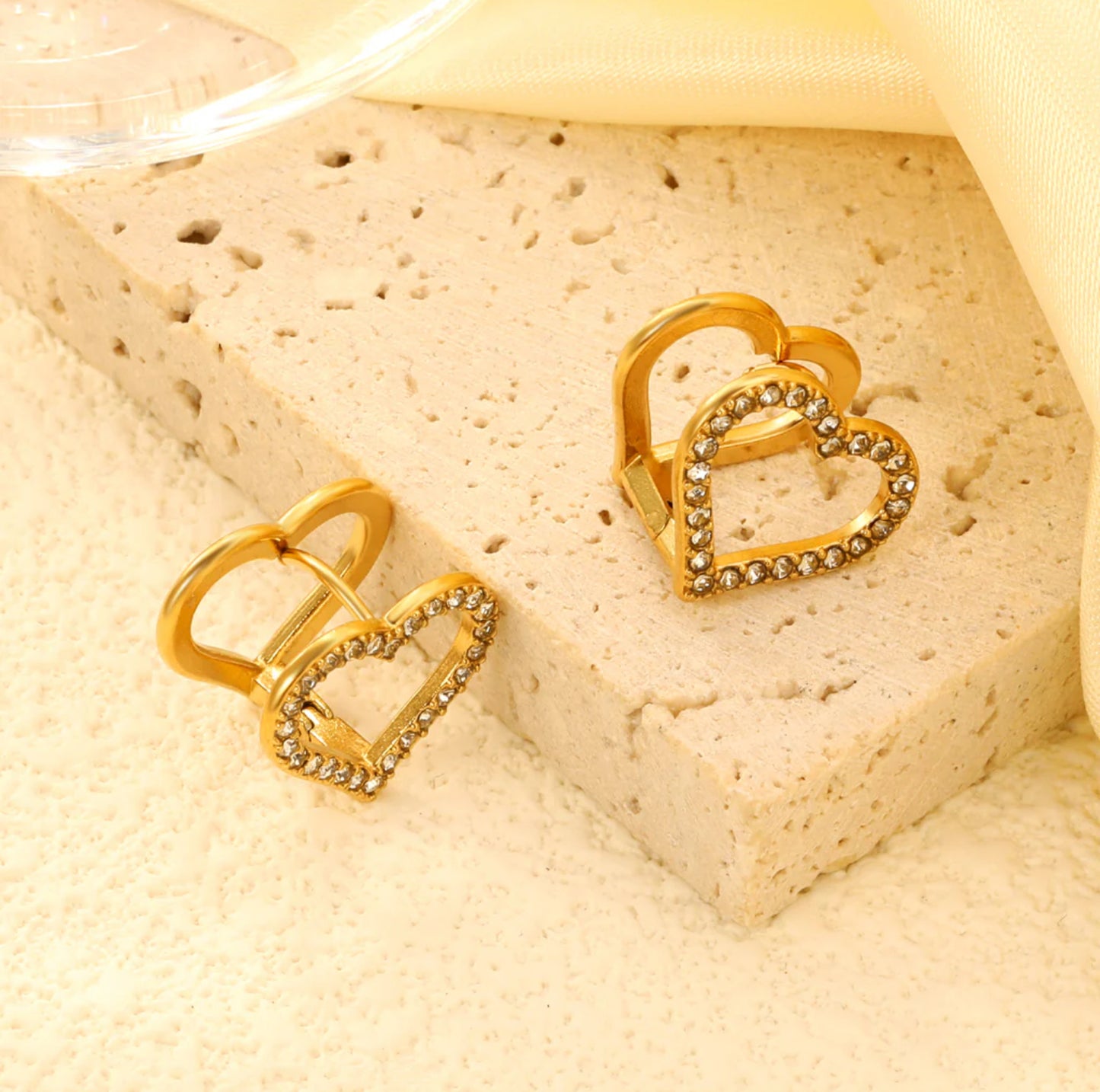 Holly Heart Gold Earrings