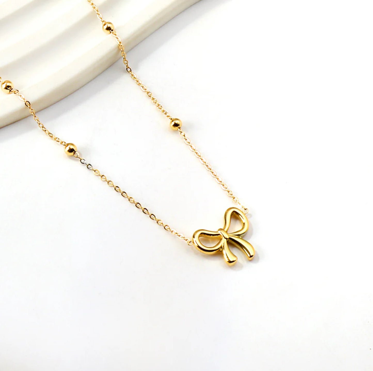 Beaded Bow Necklace
