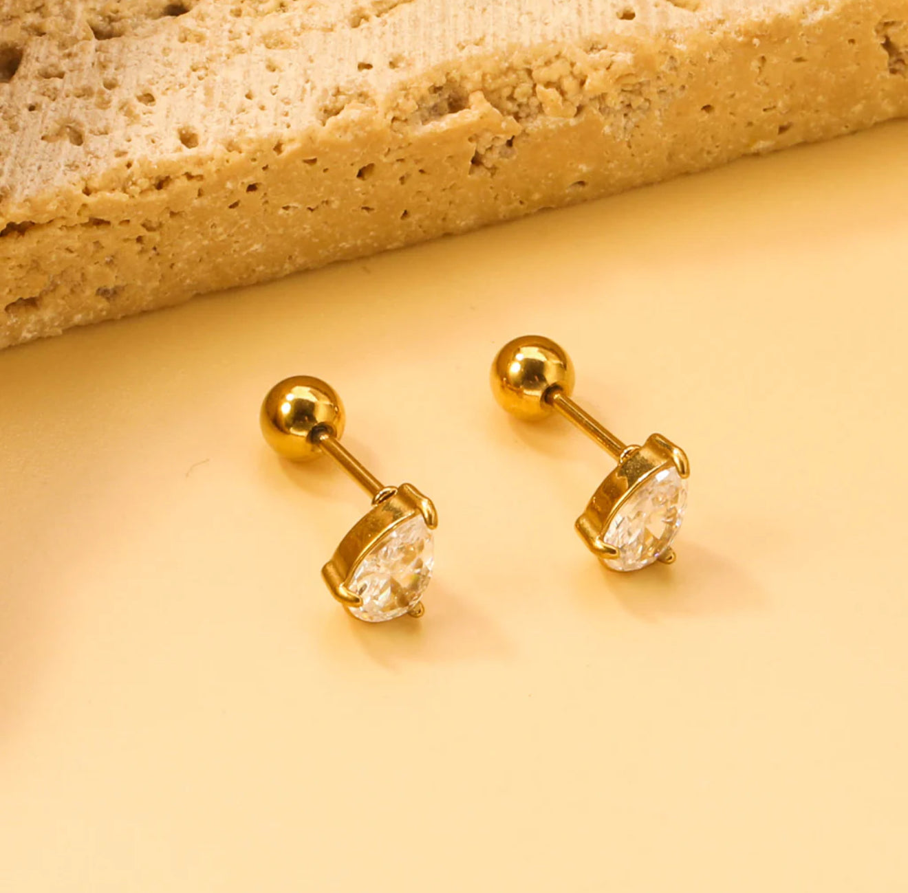 Golden Teardrop Studs