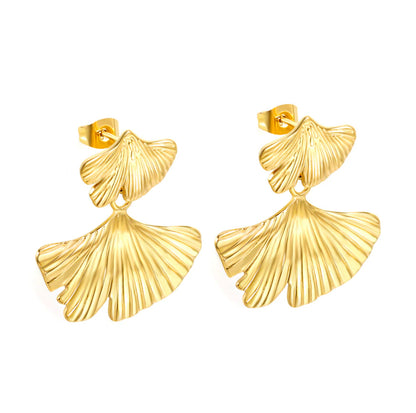 Golden Ginkgo Statement Earrings