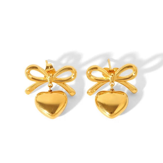Bow Heart Earrings