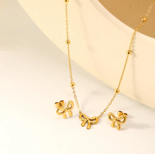 Beaded Bow Jewelry Set