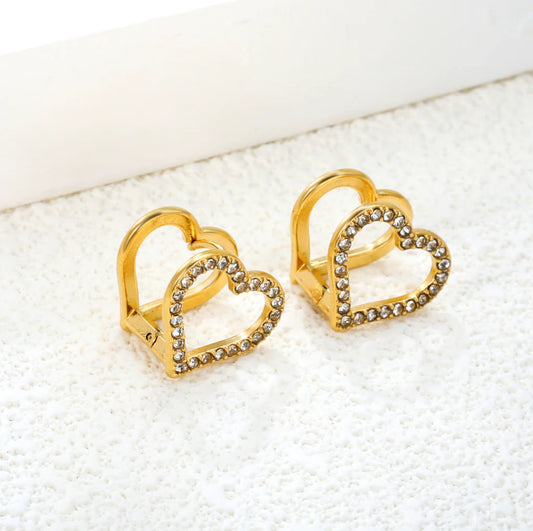 Holly Heart Gold Earrings