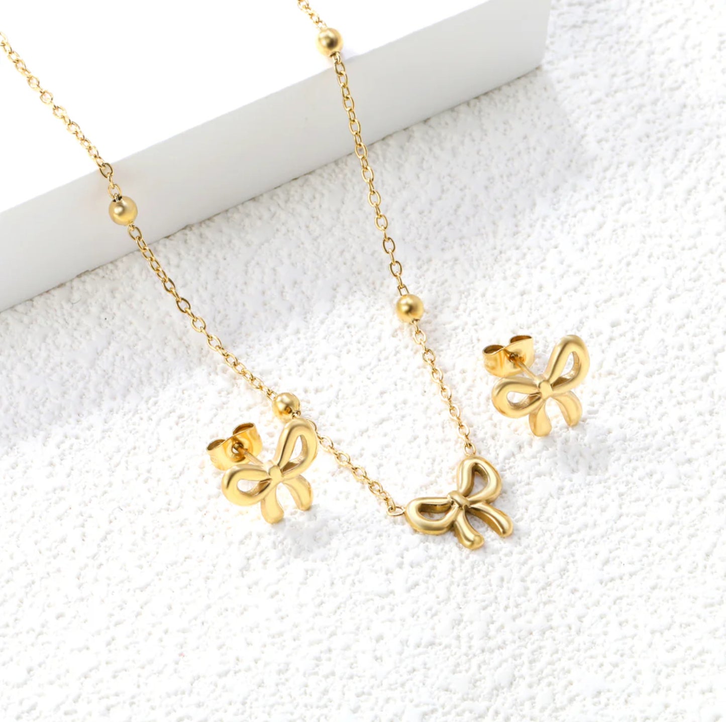 Beaded Bow Jewelry Set