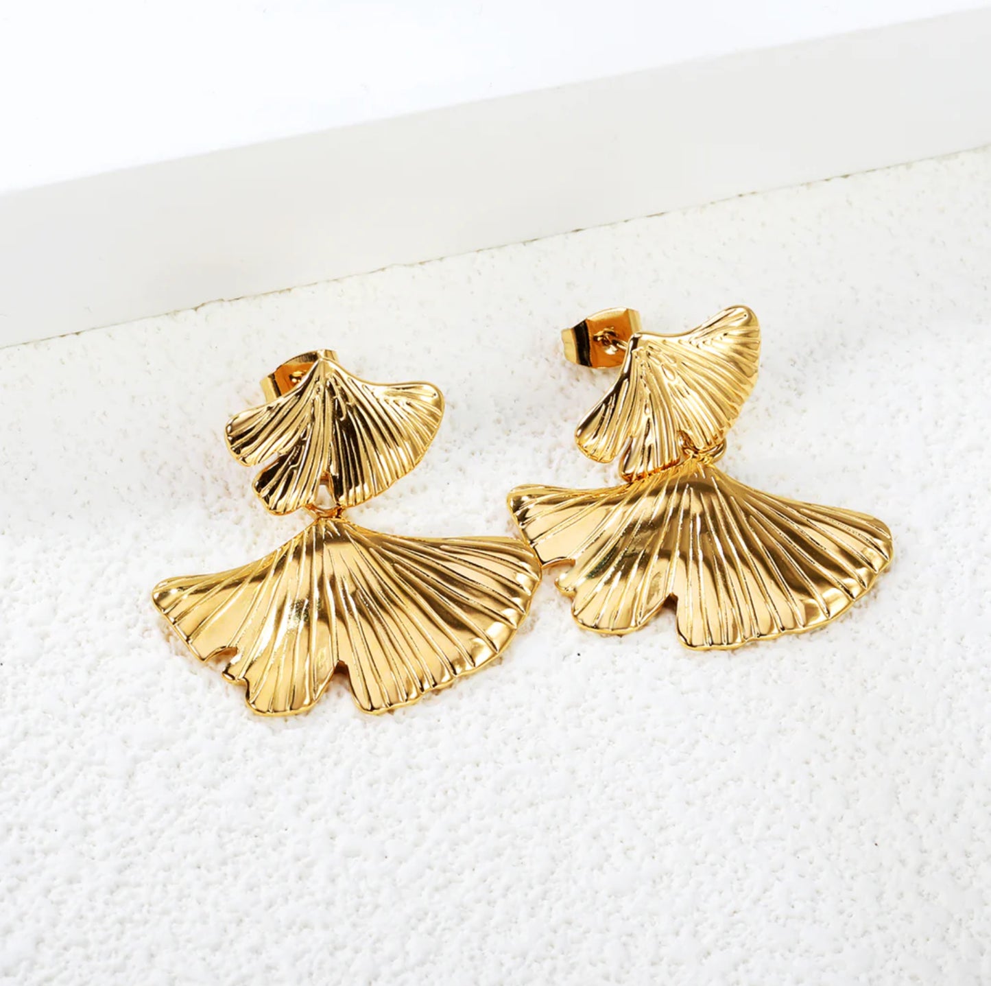 Golden Ginkgo Statement Earrings