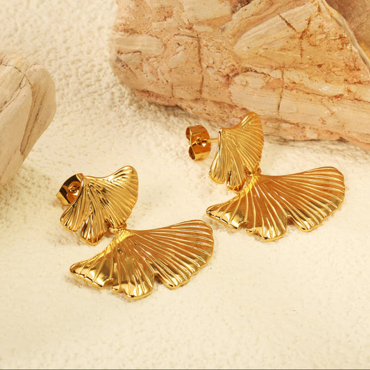 Golden Ginkgo Statement Earrings