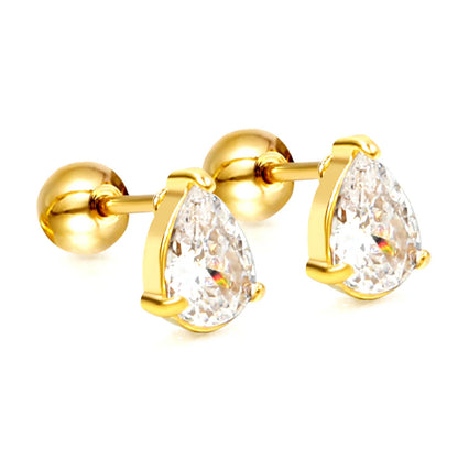 Golden Teardrop Studs