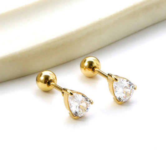 Golden Teardrop Studs
