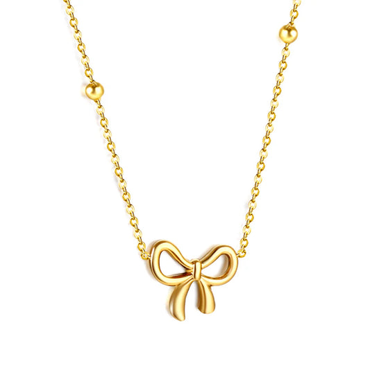 Beaded Bow Necklace