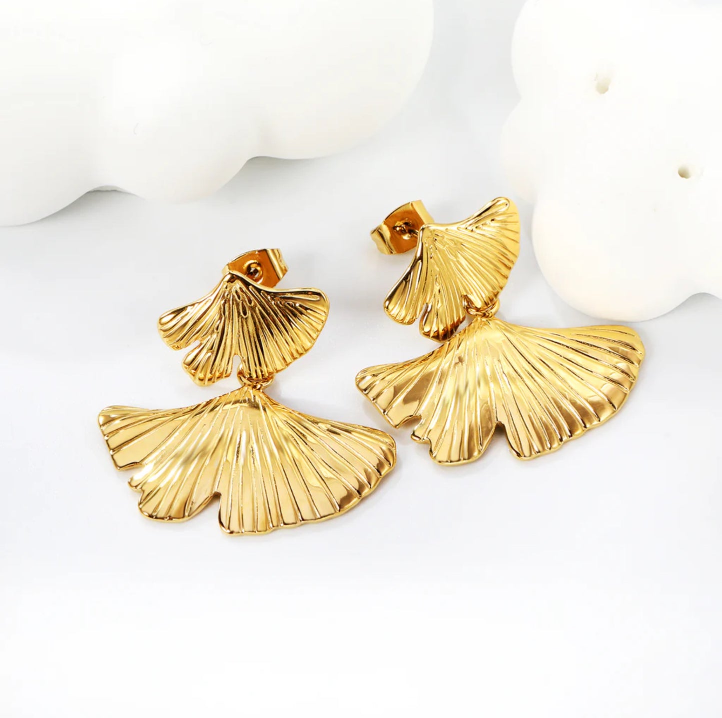 Golden Ginkgo Statement Earrings