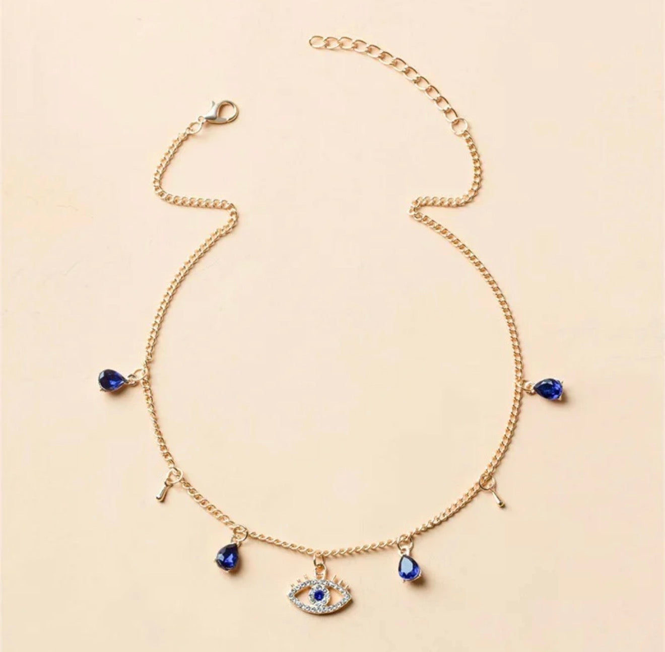 Crystal Blue Evil Eye Necklace