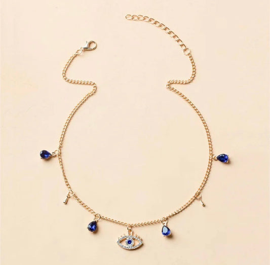 Crystal Blue Evil Eye Necklace