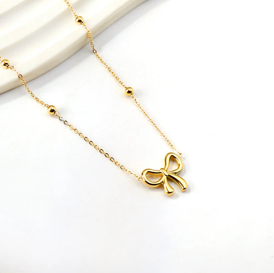 Beaded Bow Necklace