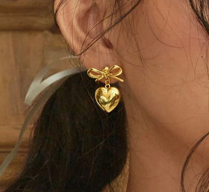 Bow Heart Earrings